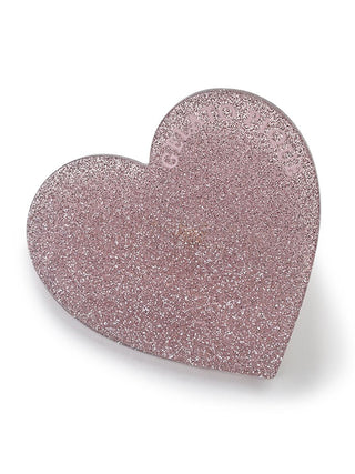 Pink glitter heart hair clip from Gelato Pique with a sparkling finish and sturdy metal spring, ideal for adding elegance to hairstyles.