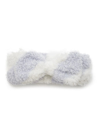 Gelato 2 Border Headband in fluffy pastel pink and creamy white stripes, chic and comfortable accessory for loungewear.