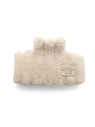 Elegant ribbed hair clip from Gelato Pique, plush velvety fabric, neutral tone, secure hold for stylish hair management.