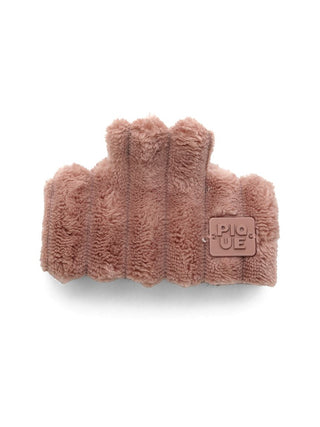 Ribbed hair clip by Gelato Pique in a soft, plush velvety fabric and neutral tone, offering elegant style and secure hold for all hair types.