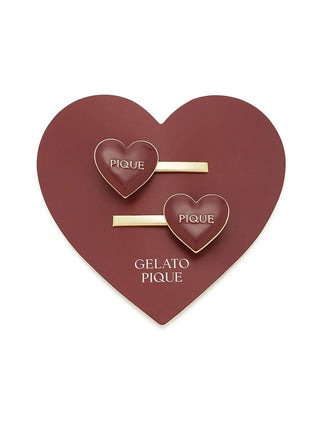 Heart Hairpin Set with gold accents on heart-shaped card from Gelato Pique USA, elegant hair accessory for stylish looks.