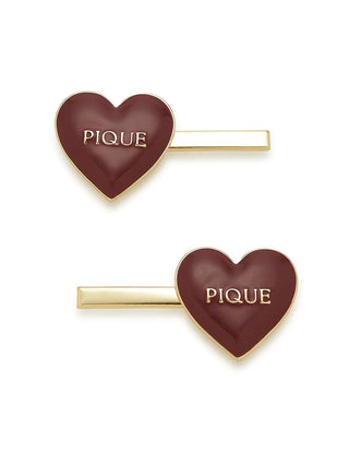 Heart Hairpin Set with gold-tone accents and glossy motifs by Gelato Pique USA, offering a romantic and elegant hair accessory.