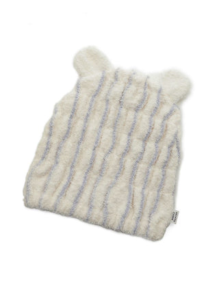 Stripe Bear Ear Beanie Hat with cozy striped texture and cute bear ears, perfect winter accessory for warmth and style.