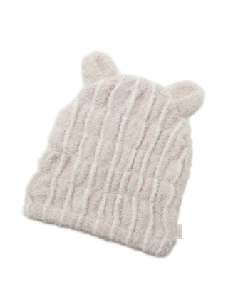 Stripe Bear Ear Beanie Hat with cozy plush texture and cute bear ears, perfect winter accessory for warmth and style by Gelato Pique USA.