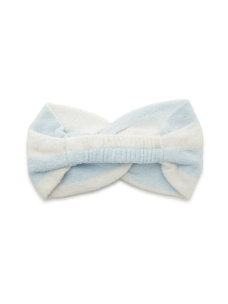 Two-border Smoothie Lite 2BD hairband in white and blue with 3D twist design by Gelato Pique USA, ideal for premium loungewear.