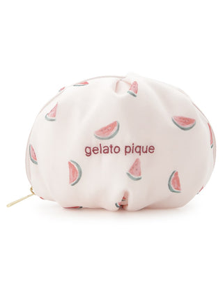 Chiffon pouch with watermelon motif and Gelato Pique branding, perfect for summer organization and style.