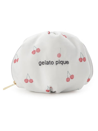 Chiffon small pouch with cherry motif, perfect for summer organization and style.