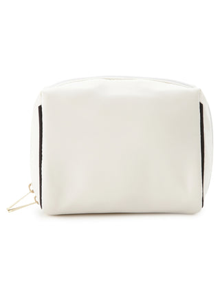 Elegant Heart Logo White Satin Pouch with Zipper for Stylish Organization