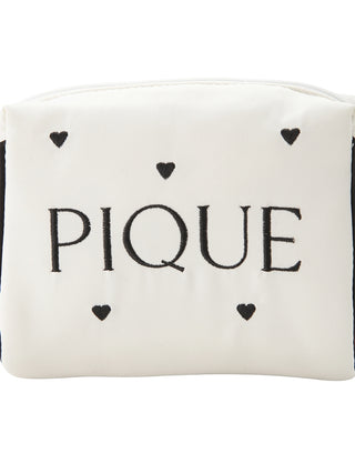 Chic heart-patterned satin pouch with embroidered logo for elegant organization