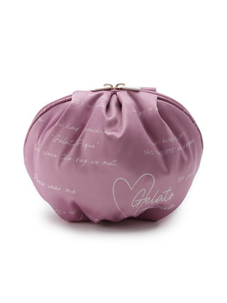 [Sweet] First Love Pattern Satin  Scripted Cosmetic Pouch in Pink, Women Loungewear Bags, Pouches, Make up Pouch, Travel Organizer, Eco Bags & Tote Bags at Gelato Pique USA.