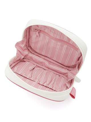 Open Travel Logo Square Tissue Pouch with pink lining and white exterior, designed for chic convenience and elegance.