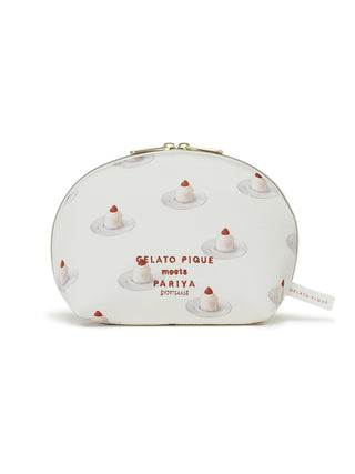 Chic sweets pouch featuring Gelato Pique x PARIYA design with shortcakes, stylish accessory for fashion and dessert lovers.