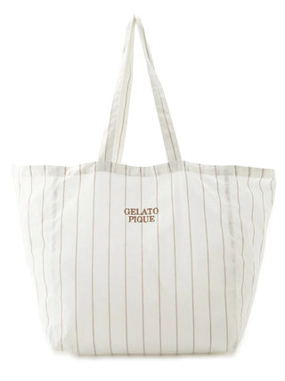 Lightweight Big Tote Bag by Gelato Pique USA in white with stripe design, perfect for versatile everyday use.