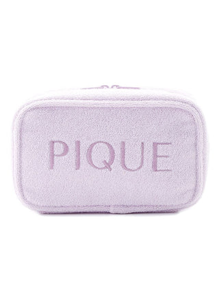 Purple Pile Square Terry Cloth Cosmetic Pouch with Embroidered Logo, perfect blend of style and function for modern convenience.