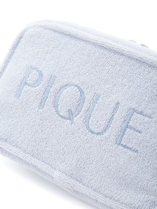 Pile Square Terry Cloth Cosmetic Pouch with soft terry cloth texture and 'PIQUE' logo on the front.