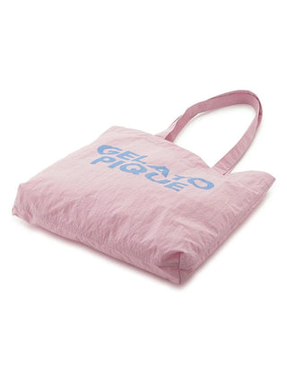 Pink Gelato Pique pastel tote bag with playful contrasting font, showcasing chic simplicity and lightweight durability.