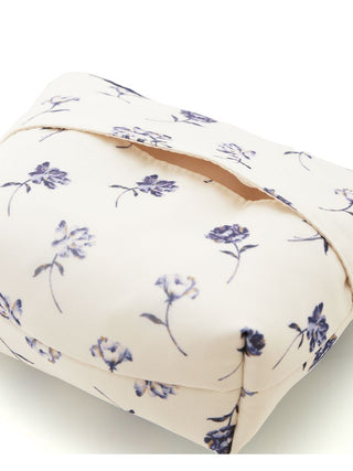 Rose patterned tissue pouch with a full-zip closure, featuring delicate floral prints in muted pink and grey, by Gelato Pique USA.
