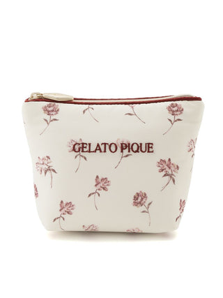 Rose patterned tissue pouch by Gelato Pique, featuring pink and grey floral design with zip closure for secure storage.
