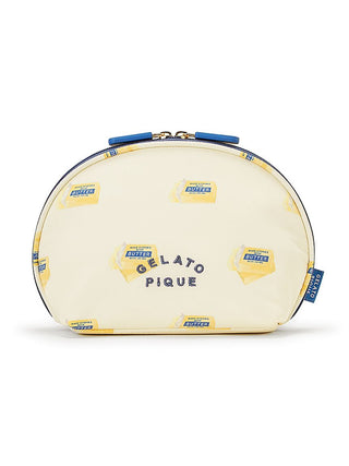 BUTTER&PIE themed gusseted pouch by Gelato Pique with butter motif on cream background and blue zipper accents.
