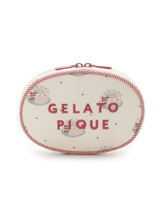 Oval Pouch with Gelato Pique logo, decorative cakes and stars, candy-striped piping, stylish accessory for essentials.