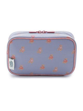 Bear Motif Pouch with playful bear pattern in striped and red outfits, perfect for organizing essentials stylishly.