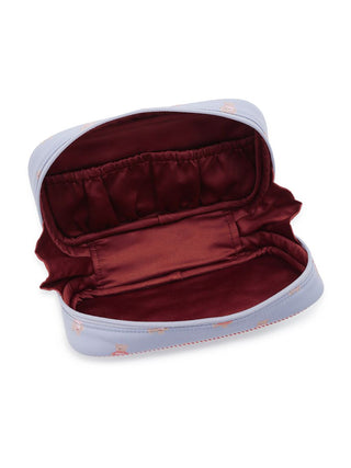 Open Bear Motif Pouch with maroon interior showcasing spacious compartments for stylish organization.