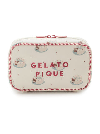 Gelato Pique bear motif pouch, features playful bear design in striped and red outfits, ideal for stylish organization of essentials.