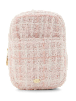 Alt Tag: Soft pastel checkered square pouch for stylish organization by Gelato Pique, cozy design with plush texture.
