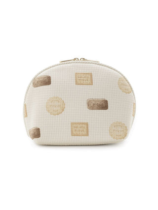 Biscuit Pattern Gusseted Pouch with waffle texture and charming biscuit design, perfect for a chic accessory.