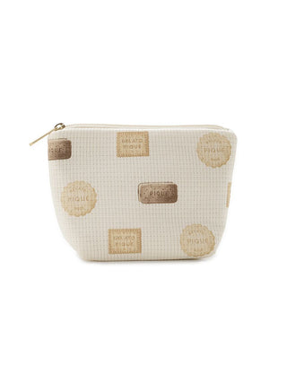 Biscuit Pattern Tissue Pouch with Gelato Pique motifs on waffle-textured fabric in beige and brown tones.