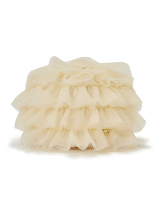 Elegant Tulle Pouch with layered fabric design for storing essentials, perfect for makeup or jewelry. Sophisticated and lightweight accessory.