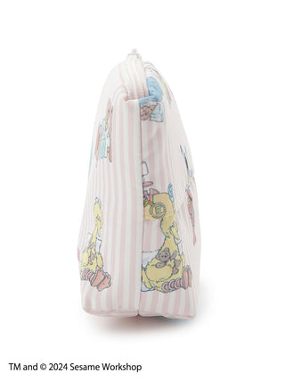 Side view of Sesame Street character zipper pouch with pastel colors and bedtime illustrations.