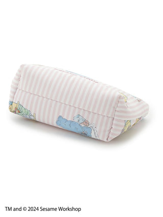 SESAME STREET Character Zipper Pouch with pink stripes and character illustrations, perfect for storing small essentials.