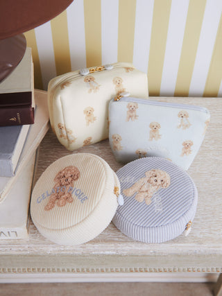 Toy Poodle motif square pouch collection from Gelato Pique USA, featuring adorable prints, perfect for premium loungewear lovers.