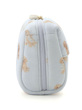 2025 Toy Poodle Motif Square Pouch with Gelato Pique branding, featuring fluffy poodle pattern on premium loungewear fabric.