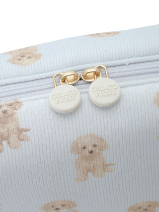 Close-up of 2025 Toy Poodle Motif Square Pouch by Gelato Pique USA, featuring a cute Toy Poodle print on premium loungewear fabric.