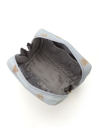 Open 2025 Toy Poodle Motif Square Pouch from Gelato Pique USA, showcasing premium loungewear-inspired design and inner compartments.