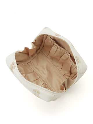 Interior view of 2025 Toy Poodle Motif Square Pouch by Gelato Pique USA, showcasing spacious design for premium loungewear essentials.