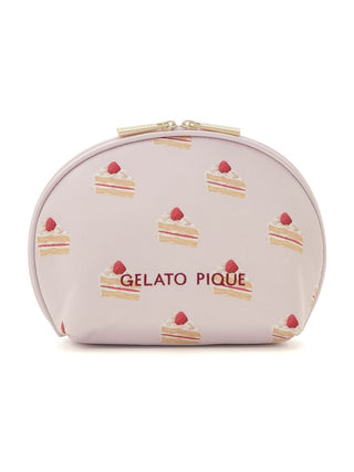 Cake Pattern Pouch by Gelato Pique, featuring strawberry shortcake slice print, stylish and durable storage essential for travel and daily use.