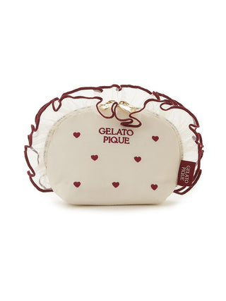 Heart Embroidery Tulle Pouch by Gelato Pique with delicate heart design and soft tulle details for a chic, elegant accessory solution.