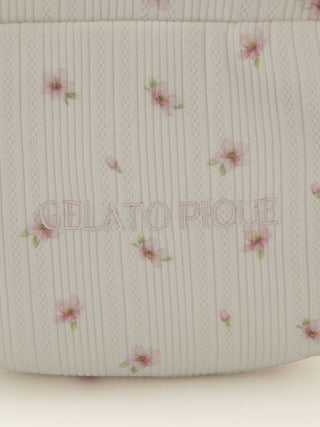 Gelato Pique USA SPRING SAKURA tissue pouch with cherry blossom pattern and ribbed texture, part of premium loungewear collection.