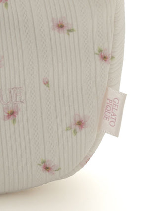 SPRING SAKURA Motif Tissue Pouch by Gelato Pique USA with cherry blossoms, ribbed material, and logo tag, Premium Loungewear accessory.