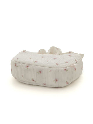 Premium loungewear SPRING SAKURA motif tissue pouch by Gelato Pique USA, with cherry blossom pattern and frilled handle.