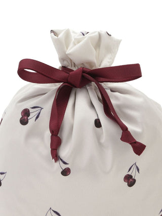 Satin Cherry Drawstring Bag