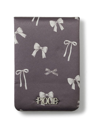 Ribbon Pattern Small Mirror by Gelato Pique with elegant monochrome bow design, perfect for compact on-the-go beauty.