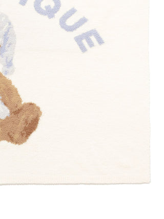Close-up of GOOD NIGHT BEAR Throw Blanket showing plush texture and bear motif in gentle pastel shades.