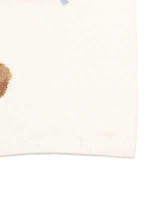 Corner of cozy GOOD NIGHT BEAR Throw Blanket with pastel bear motif, ideal for bedtime comfort.