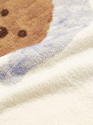 Close-up of fluffy GOOD NIGHT BEAR Throw Blanket with bear design and soft pastel colors, perfect for cozy bedtime comfort.