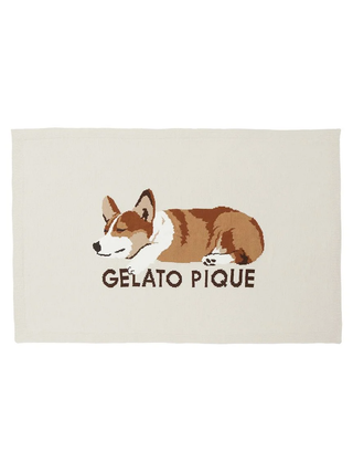 Corgi motif Gelato Pique soft blanket with 'Sleeping Dog' design, cozy fleece home decor item featuring adorable dog illustration.