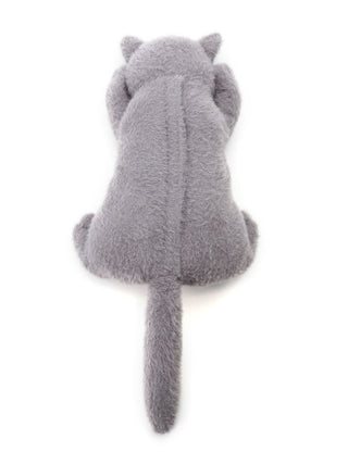 CAT Plush Tissue Holder in soft gray, shaped like a cute cat, perfect as functional decor. Ultra-plush fabric by Gelato Pique USA.